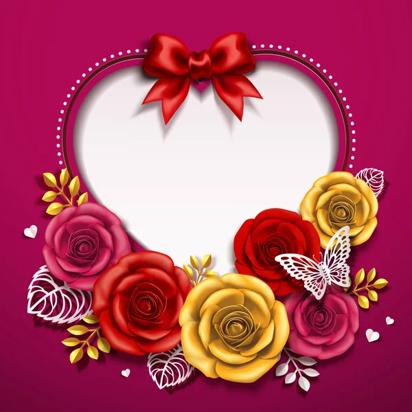 Happy Valentine Day Card Design Avec Des Roses Illustration — Image vectorielle