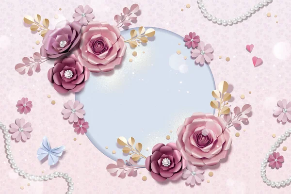 Papierblumen Romantischen Hintergrund Mit Kopierraum — Stockvektor