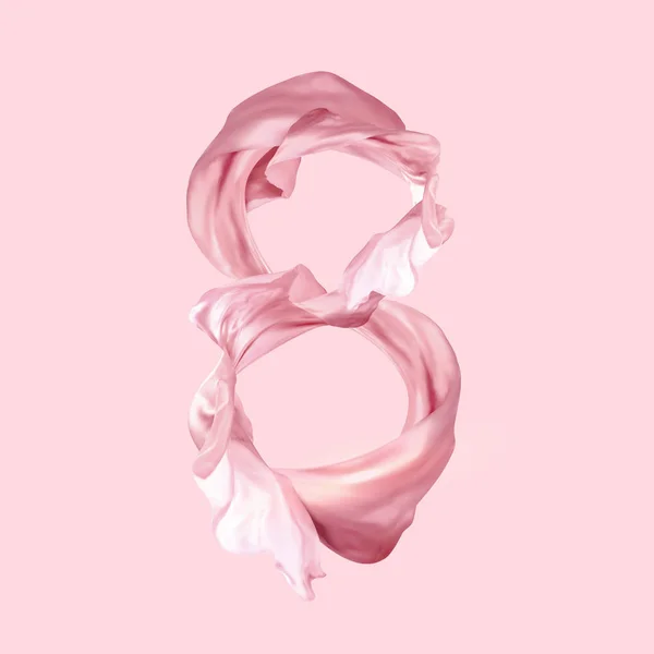 粉红缎面纺织品组成的数字8在3D — 图库矢量图片