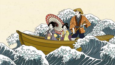 Tekne yolculuğu turu ukiyo-e tarzı