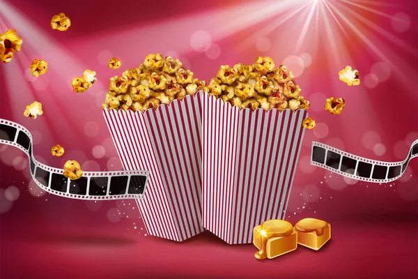 Klassische Karamell-Popcorn-Werbung — Stockvektor