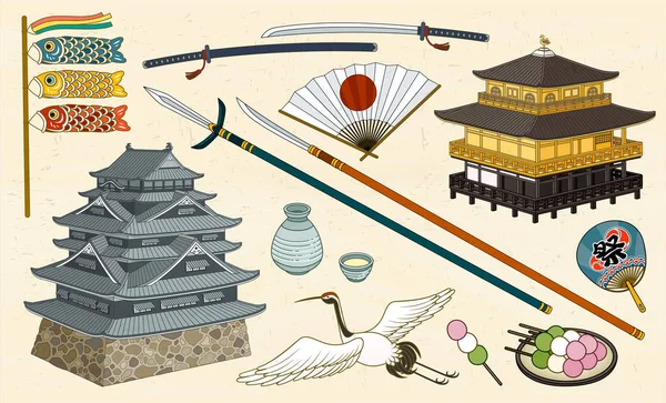 Japanse culturele symbolen — Stockvector