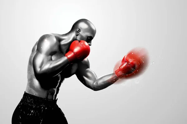 Strong boxer throwing a hook — Stock Vector