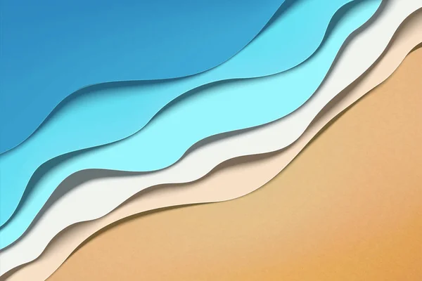 Mareas de olas de arte de papel — Vector de stock