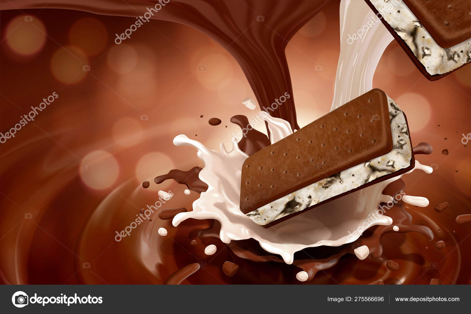 Galleta sándwich de helado Vector de stock #275566696 de ©kchungtw, image size:1600x1070