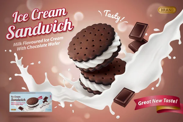 Ice Cream Sandwich cookie annonser — Stock vektor