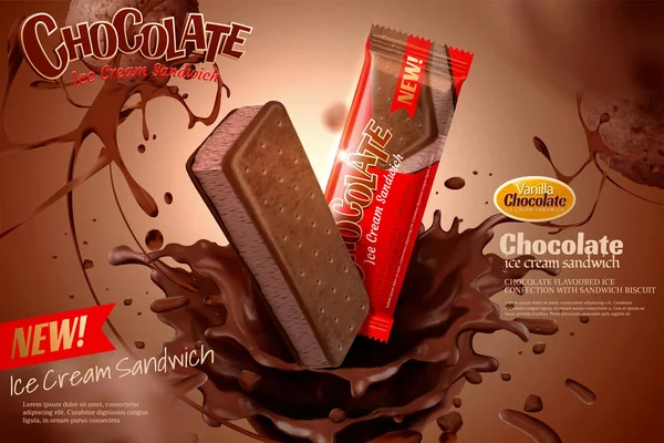Chocolade ijs advertenties — Stockvector
