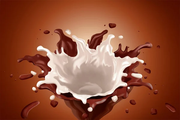 Chocolade spattend saus — Stockvector