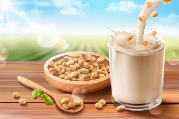 Оголошення про органічне соєве молоко — стоковий вектор