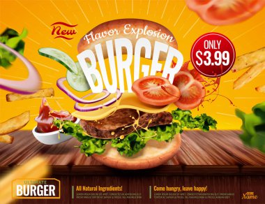 Lezzetli hamburger reklamları