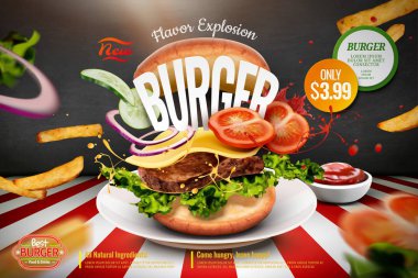Lezzetli hamburger reklamları