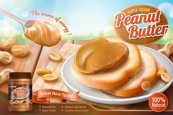 Manteiga de amendoim spread ads — Vetor de Stock