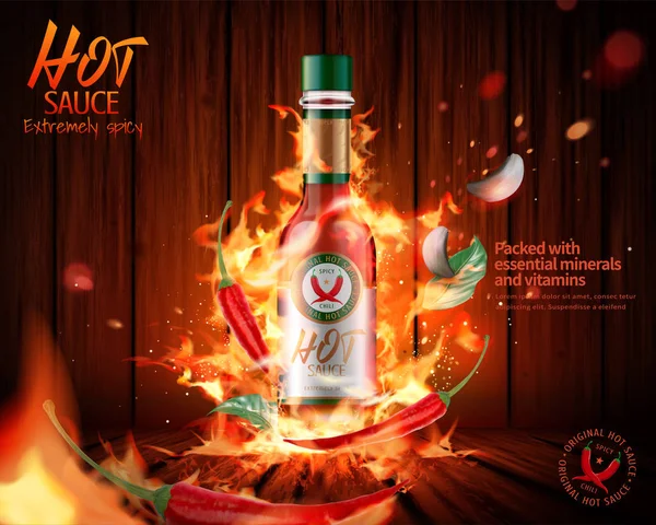 Hot Sauce termék hirdetések — Stock Vector