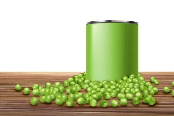 缶詰の若いエンドウ豆のモックアップ — ストックベクタ
