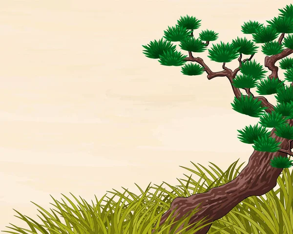 Japan Pine Tree landschap — Stockvector
