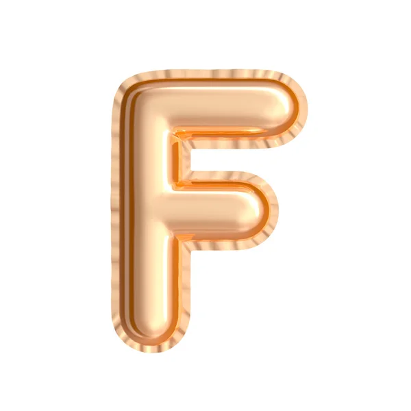 Złoty kolor balon litera F — Zdjęcie stockowe