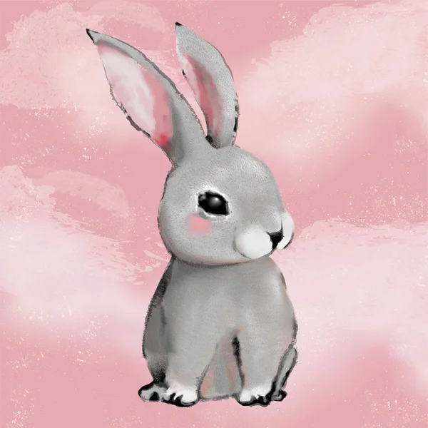 Серый пушистый милый кролик — стоковый вектор