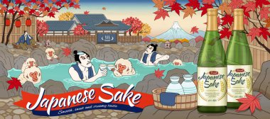 Kaplıcada Japon sake reklamları