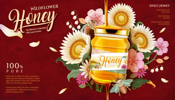 Wildflower honey ads Stock Illustration