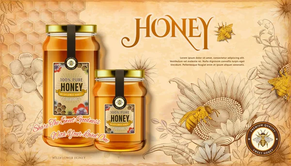 Wildflower honey ads Stock Vector