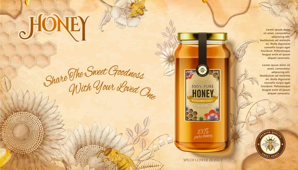 Wildflower honey ads Royalty Free Stock Vectors