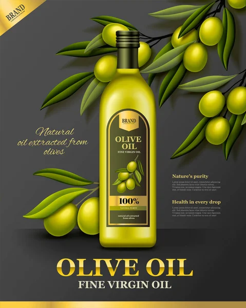Cartel de aceite de oliva — Vector de stock