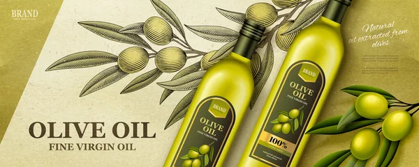 Avisos planos de aceite de oliva — Vector de stock