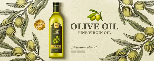 Avisos planos de aceite de oliva — Vector de stock