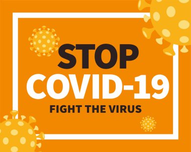 Virüs elementli COVID-19 turuncu tasarımı durdur
