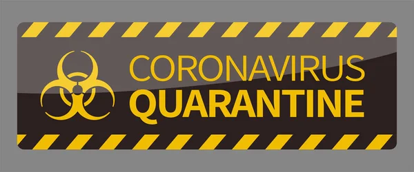 Coronavirus Desain Garis Peringatan Karantina Dalam Warna Kuning Dan Hitam - Stok Vektor