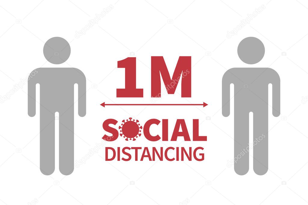 Social distancing during coronavirus outbreak with two people icons stay at least 1 meter from others