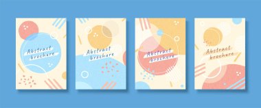 Cover template in Memphis design, with geometric shapes in pastel tone, applicable to poster, flyer and event promotion clipart