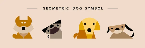 Lovely Flat Origami Dog Symbols Set Dog Breeds Design Uses — Stock Vector
