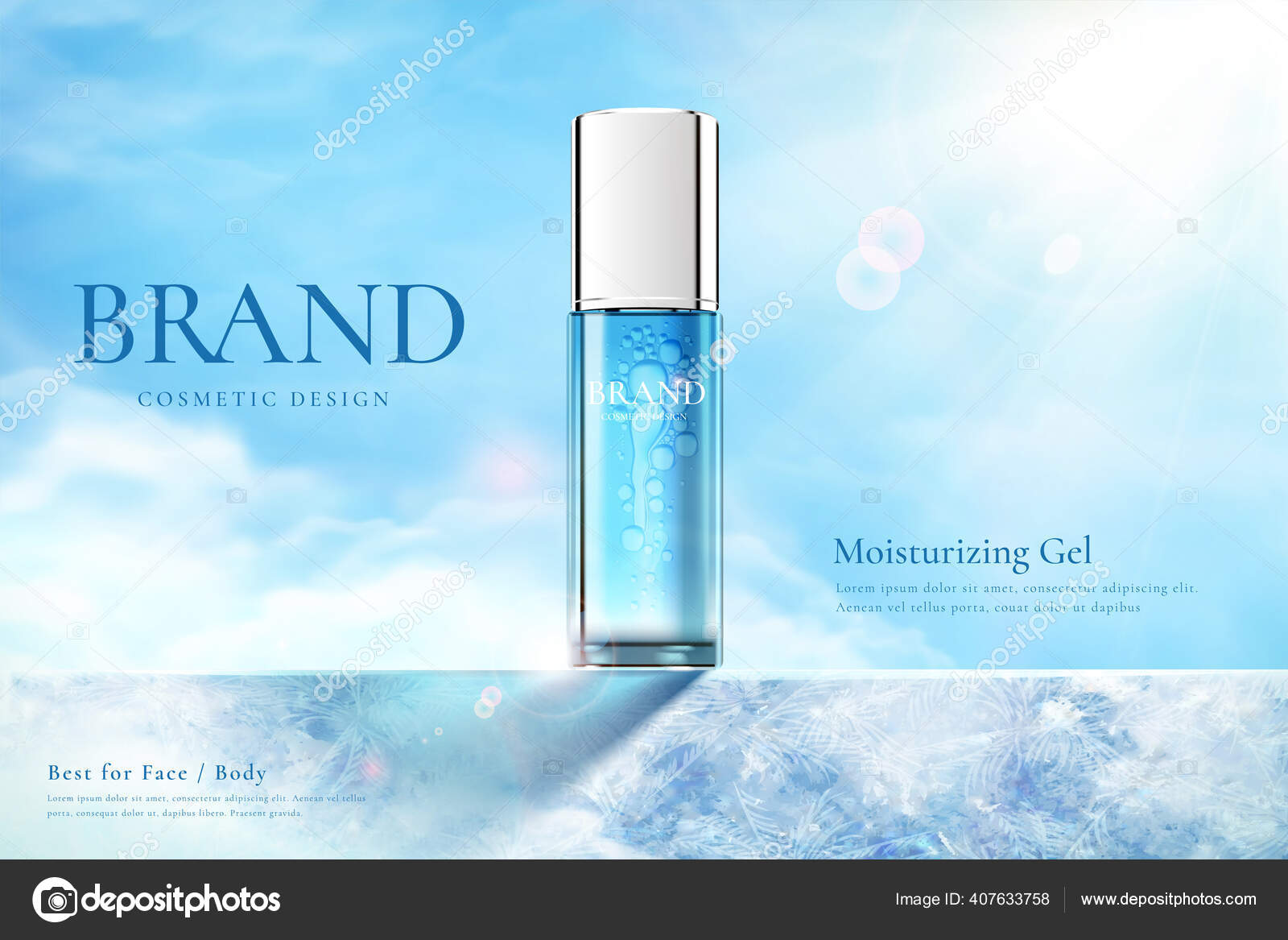 Cosmetic Blue Skincare Cleansing Set Ads Stock Vector (Royalty