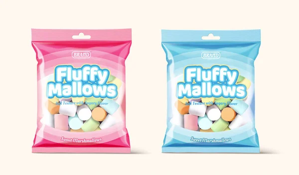 Pacotes Marshmallow Isolados Sobre Fundo Branco Ilustração —  Vetores de Stock