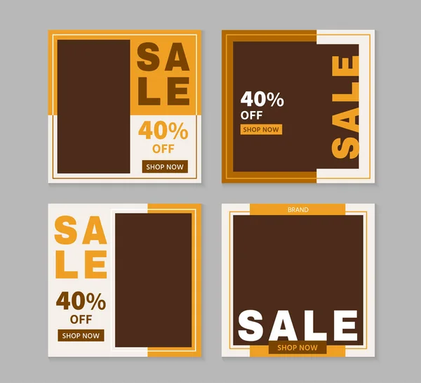 Special Sale Discount Post Template Set Promotion Square Web Banner — Stock Vector