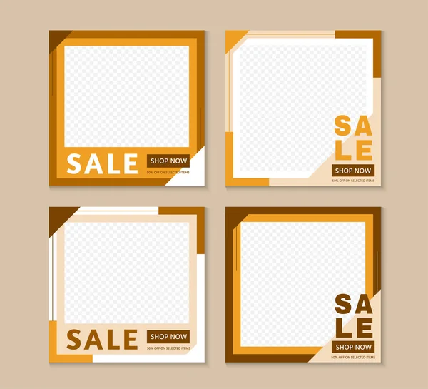 Special Sale Discount Template Banner Set Illustrations Promotion Square Web — Stock Vector