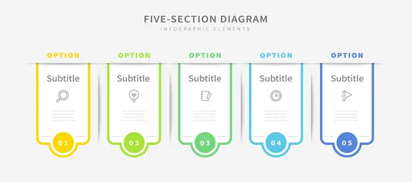 Design Modelo Infográfico Simples Com Cinco Opções Banner — Vetor de Stock