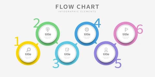 Flow Chart Design Circular Banner Vector Infographic Design Template Six — Stock Vector