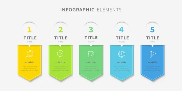 Modèle Conception Infographique Moderne Avec Cinq Options — Image vectorielle