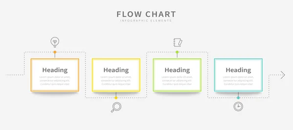 フローチャート インフォグラフィックビジネス水平プロセスチャートテンプレート — ストックベクタ