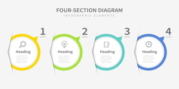 Quatre Éléments Infographie Diagramme Section Modèle Conception Infographie Circulaire Avec — Image vectorielle