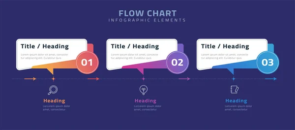 Elementos Infográficos Diagrama Flujo Sobre Fondo Azul Con Tres Opciones — Vector de stock