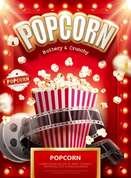 Petites Annonces Classiques Pop Corn Beurré Croquant Avec Rouleau Film — Image vectorielle