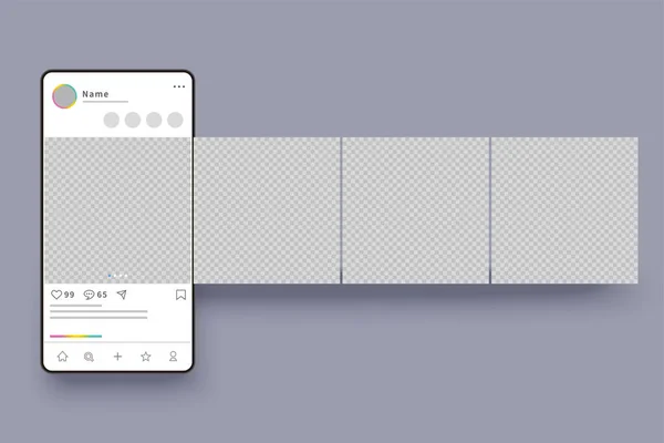Interfejs Smartfona Karuzela Post Szablony Tła Mediach Społecznościowych Postframe Editable — Wektor stockowy