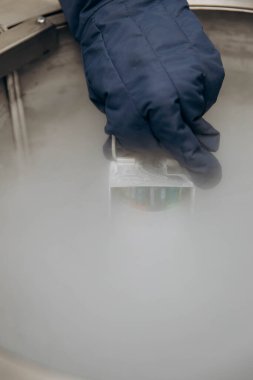 Tıp kliniğinde çalışan genç bilim adamı laboratuarda deneyler yapıyor.