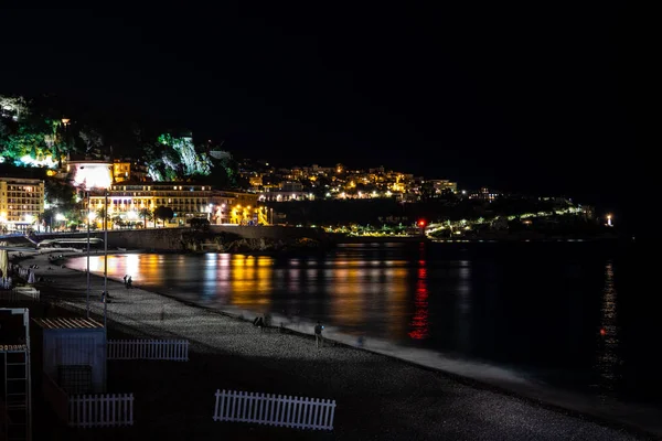 View Port Angliyskaya Embankment Night France Nice 2017 — Stock Photo, Image