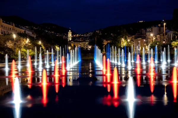Fontanny Miroir deau in the Parc du paillon. Promenade du Paillon, Nica, France. 05/03/2018 21:50 - 22:30