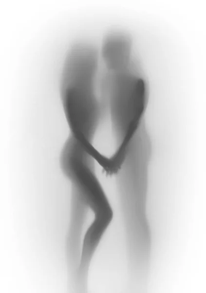 Beautiful Lover Couple Body Silhouette Together Diffuse Surface — Stock Photo, Image