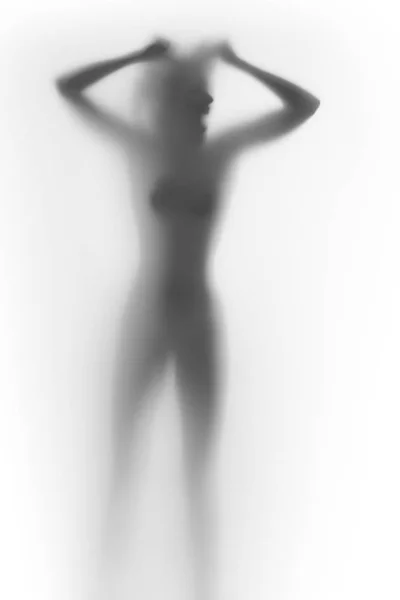 Human Female Body Silhouette Angry Shouting Screaming Face Woman Stands — Stock Photo, Image